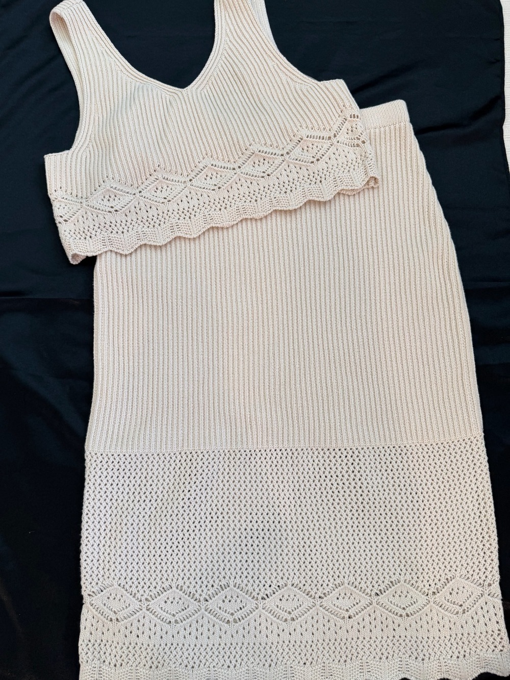 House of Harlow 1960 Knit Midi Skirt & Crop Top Set Cream Size Large Boho